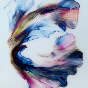 Blown Away - 6 X 6 - Acrylic, mica pigments and resin